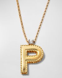 Princess 18K Yellow Gold Diamond Initial Necklace, P