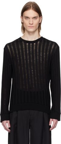 LGN Louis Gabriel Nouchi Black Ribbed Laddering Sweater