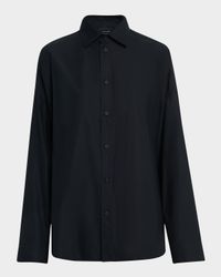 Lace-Up Button-Down Shirt