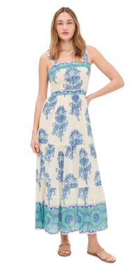 Bell Ophelia Maxi Dress Turquoise And Blue Motif M