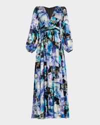 Abstract Metallic-Print Maxi Dress