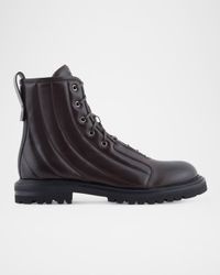 Men's Quilted Leather Lace-Up Boots