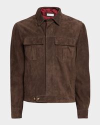 Men's Suede Modern-Fit Shirt Jacket