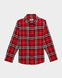 Boy's Check Cotton Flannel Shirt, Size 3-14