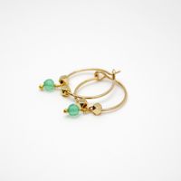 L'atelier Des Dames - Créoles perles onyx vert - carole - Taille Unique - Doré