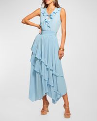 Hadlee Ruffled Sleeveless High-Low Maxi Dress