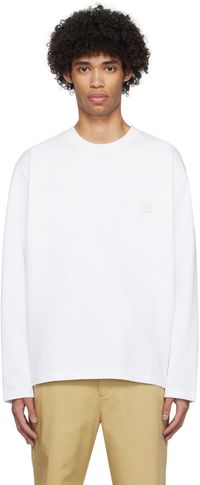 Solid Homme White Crewneck Long Sleeve T-Shirt