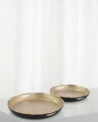 Hammered Gold & Black Trays, Set of 2