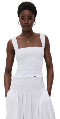Madewell Poplin Smocked Tank White M