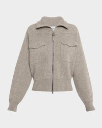 Cashmere Knit Safari Zip Jacket
