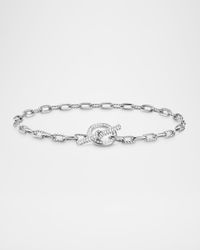 DY Madison Toggle Bracelet in Silver with Diamonds, 3mm