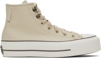 Converse Beige Chuck Taylor All Star Lift Platform Weatherized Leather Sneakers
