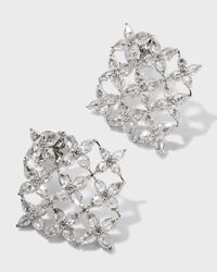 White Gold Blossom Motif Earrings with Pear Rose-Cut Diamonds