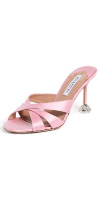 Aquazzura Kiss Me Quick Crystal Mules Light Rose 36