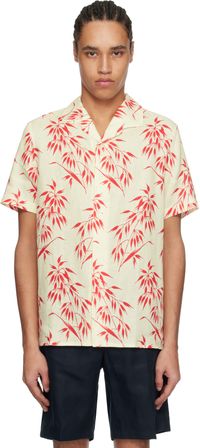 Orlebar Brown Off-White & Red Hibbert Linen Shirt