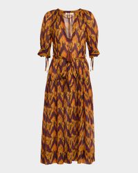 Selena Puff-Sleeve Maxi Dress Coverup