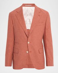 Men's Wool, Cotton and Silk Two-Button Blazer