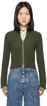 MM6 Maison Margiela Green Ribbed Sweater