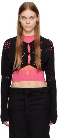 OPEN YY Cardigan noir à motif argyle