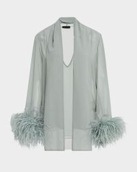 Lightweight Georgette Scarf Top With Feathers