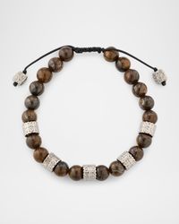 Men's Bronzite Beaded Bracelet with Sterling Silver, 8mm