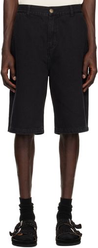 Palmes Black Twill Patch Denim Shorts