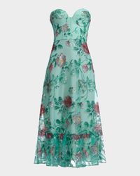 Lauren Flounce Floral Sequin Corset Midi Dress