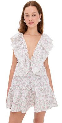 Coperni Twisted Princess Dress Print Flowers White 42