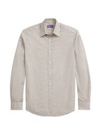 Men's Harrison Houndstooth Button-Front Shirt - Taupe Cream - Size XXL