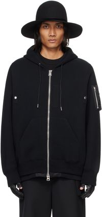 sacai Black Raglan Hoodie