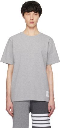 Thom Browne T-shirt décontracté gris en jersey à ourlet allongé à l'arrière