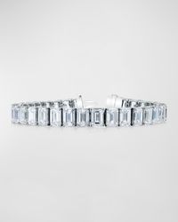 Platinum North-South Prong-Set Diamond Tennis Bracelet, 21.50tcw, 7"L