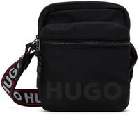 Hugo Black Logo-Print Reporter Bag
