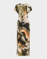 Brushstroke Print Jersey Dress