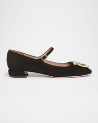 Marry Suede Gancini Ballerina Flats