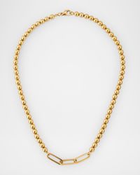 Yellow Gold Ball Chain and Triple Paper Clip Link Necklace
