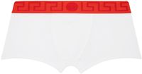 Versace Underwear Boxer blanc et rouge à motif à clé grecque