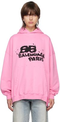Balenciaga Pink 'Hand Drawn' BB Icon Hoodie