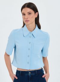 Zapa - Chemise droite en fibres recyclées mélangées - Taille 46 - Bleu