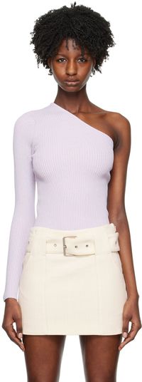 REMAIN Birger Christensen Purple Single-Shoulder Long Sleeve T-Shirt