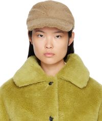 Yves Salomon Tan Curly Shearling Cap