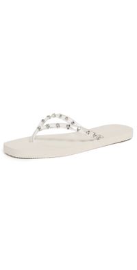 Loeffler Randall Taryn Crystal Jelly Flip Flops Cream/Crystal 6