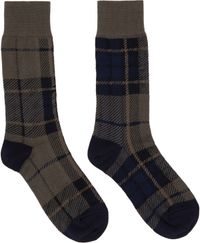 sacai Khaki & Navy Plaid Socks