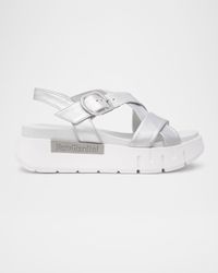 Metallic Crisscross Wedge Platform Sandals