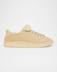 VLogo Shearling-Lined Suede Low-Top Sneakers