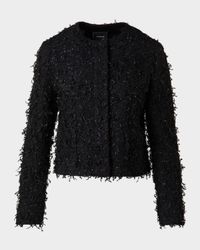 Bea Micro Sequin Fringed Boucle Shirt Jacket