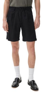 Knickerbocker Canal Cotton & Linen Pleated Shorts Black 34