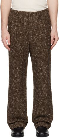 AURALEE Brown Homespun Tweed Trousers