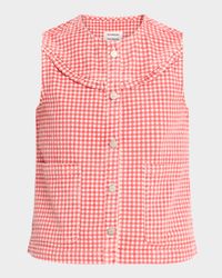 Mari Gingham Button-Front Top