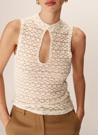 Grace Et Mila - Top col mao en coton - Taille L - Blanc